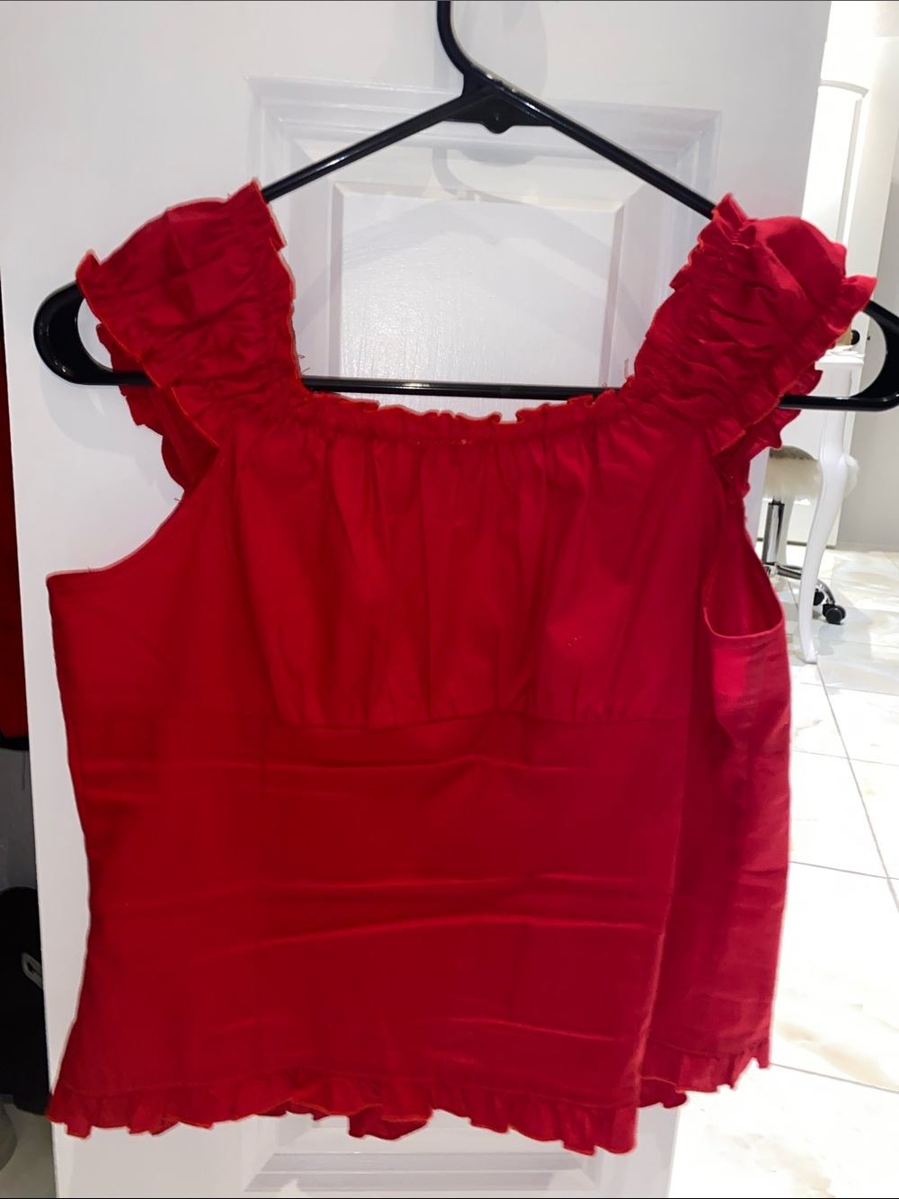 Red Ruffle-Trim Button-Front Camisole - Picture 4 of 4